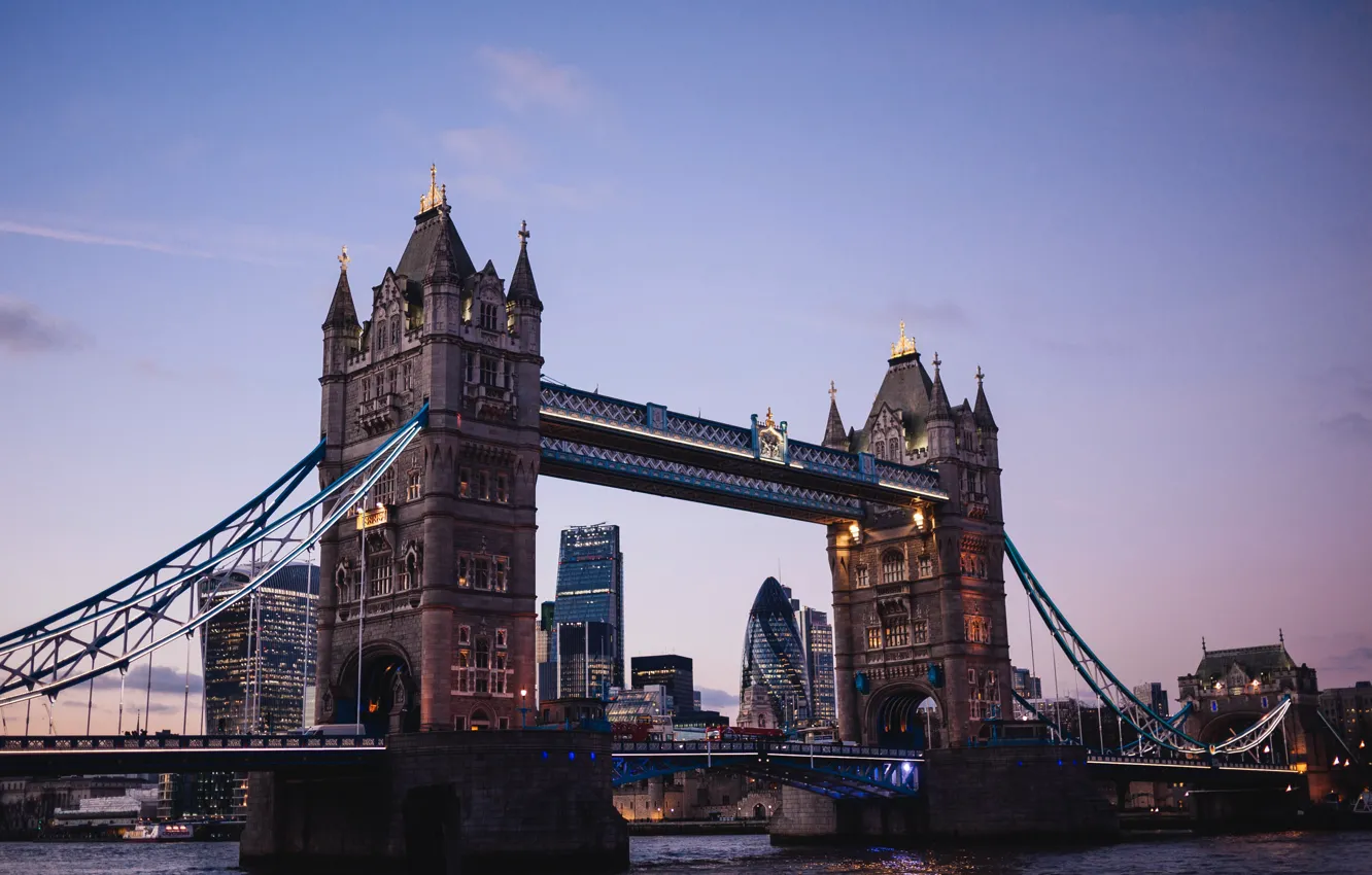 Фото обои мост, город, обои, англия, лондон, вечер, wallpaper, london