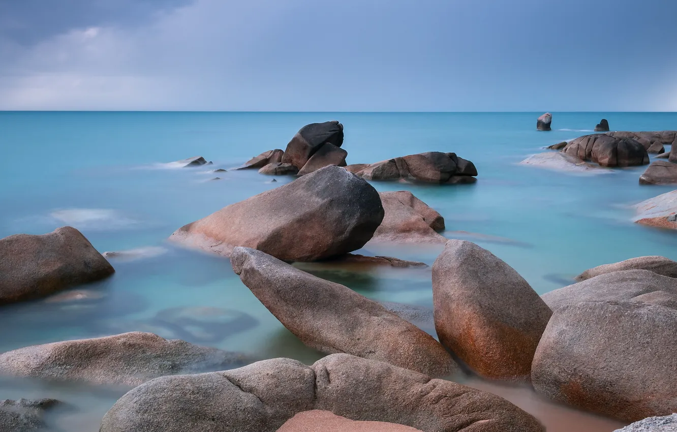 Фото обои море, пейзаж, камни