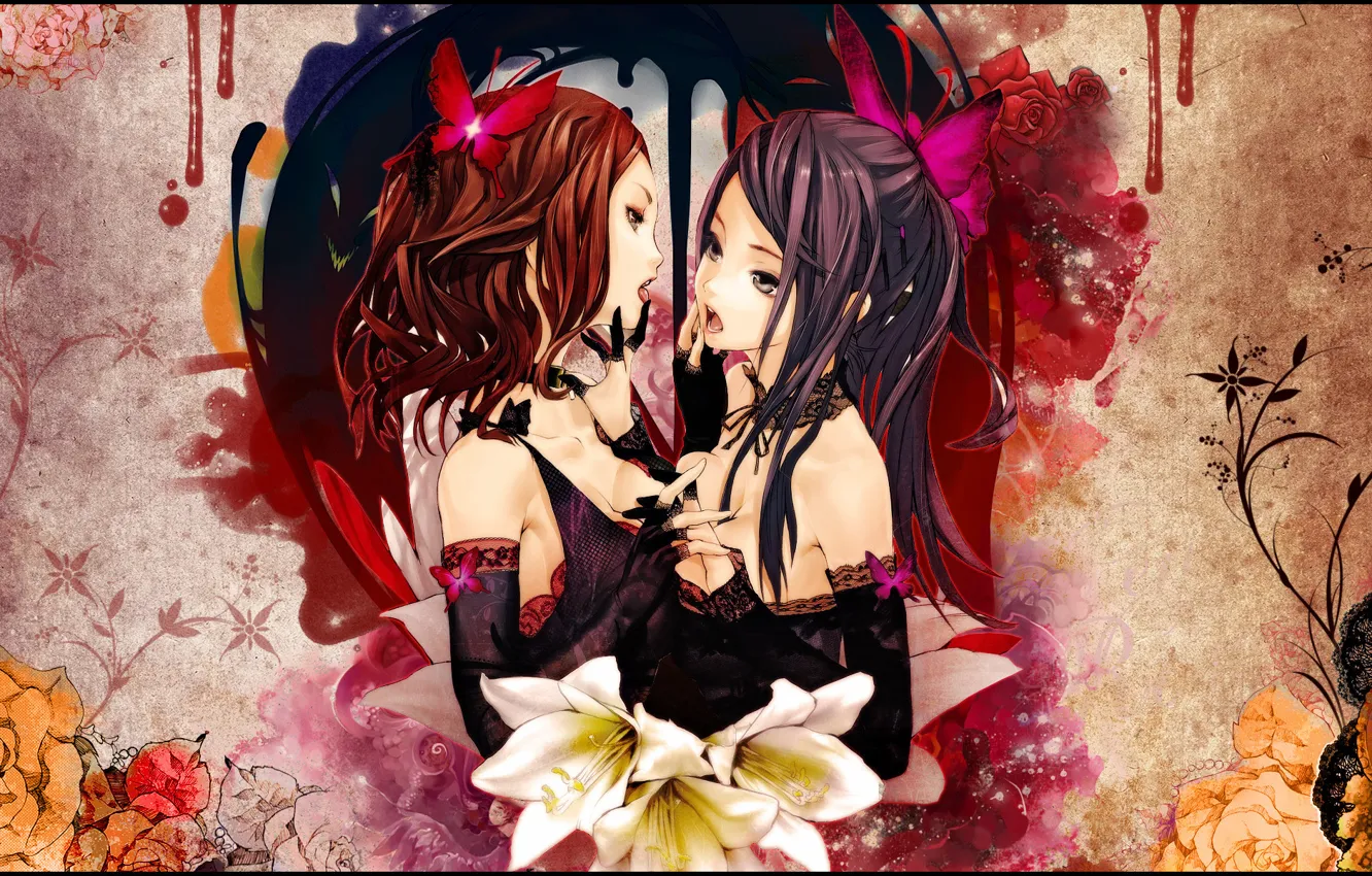 Фото обои цветы, девушки, чувства