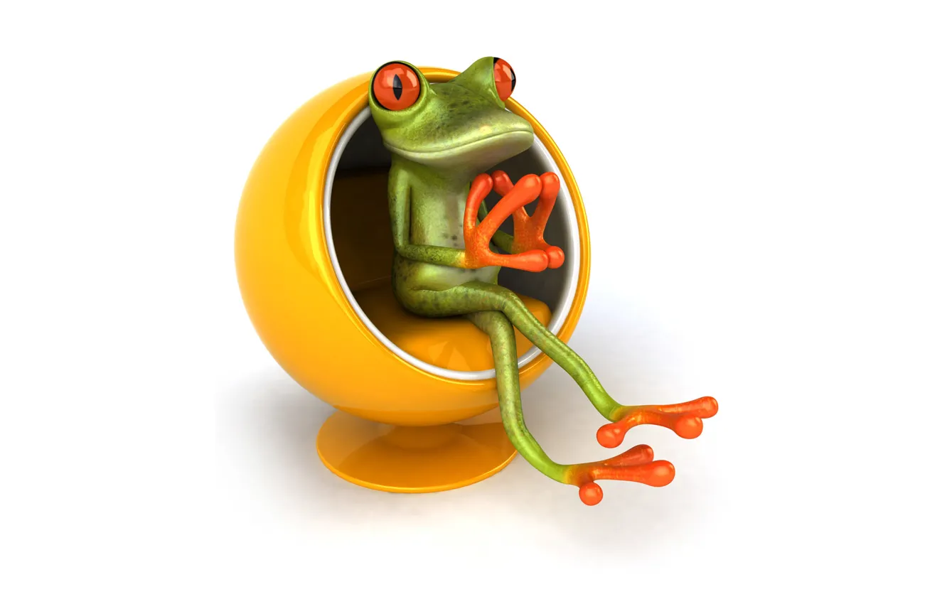 Фото обои графика, лягушка, кресло, стул, Free frog 3d