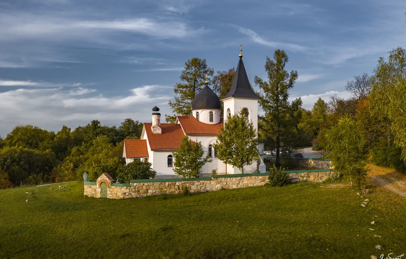 Фото обои пейзаж, природа, село, Илья Гарбузов, Бёхово, церковь Троицы Живоначальной