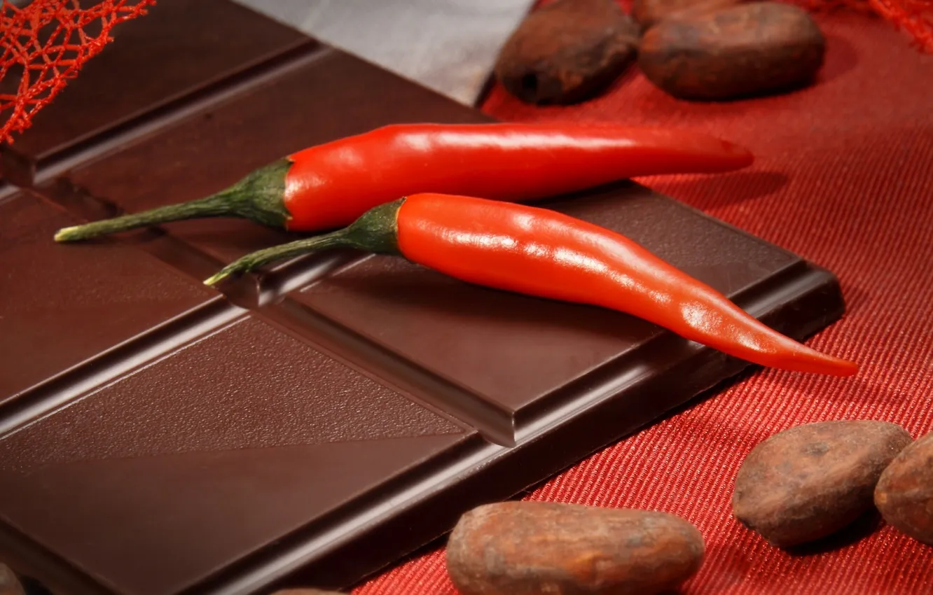 Фото обои красный, плитка, темный, шоколад, перец, какао