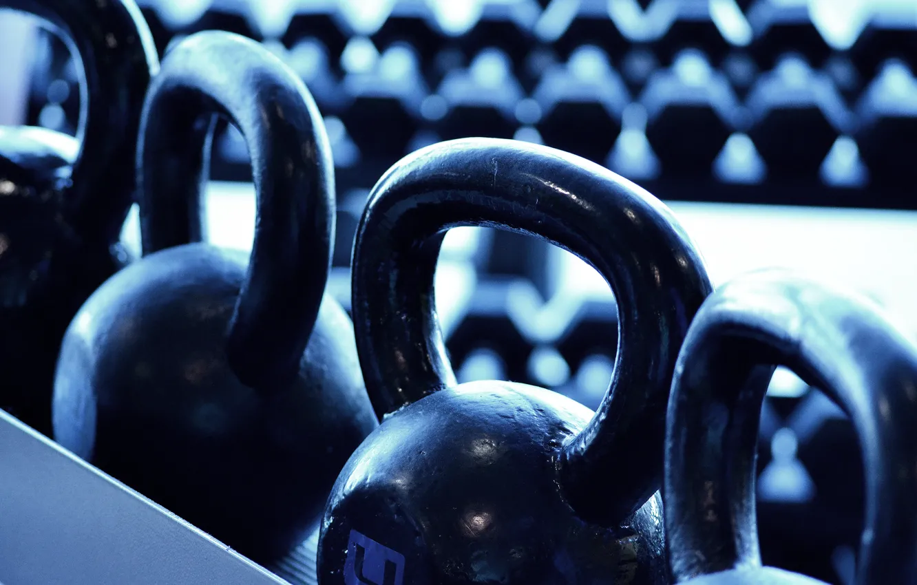 Фото обои metal, gym, Russian dumbbells