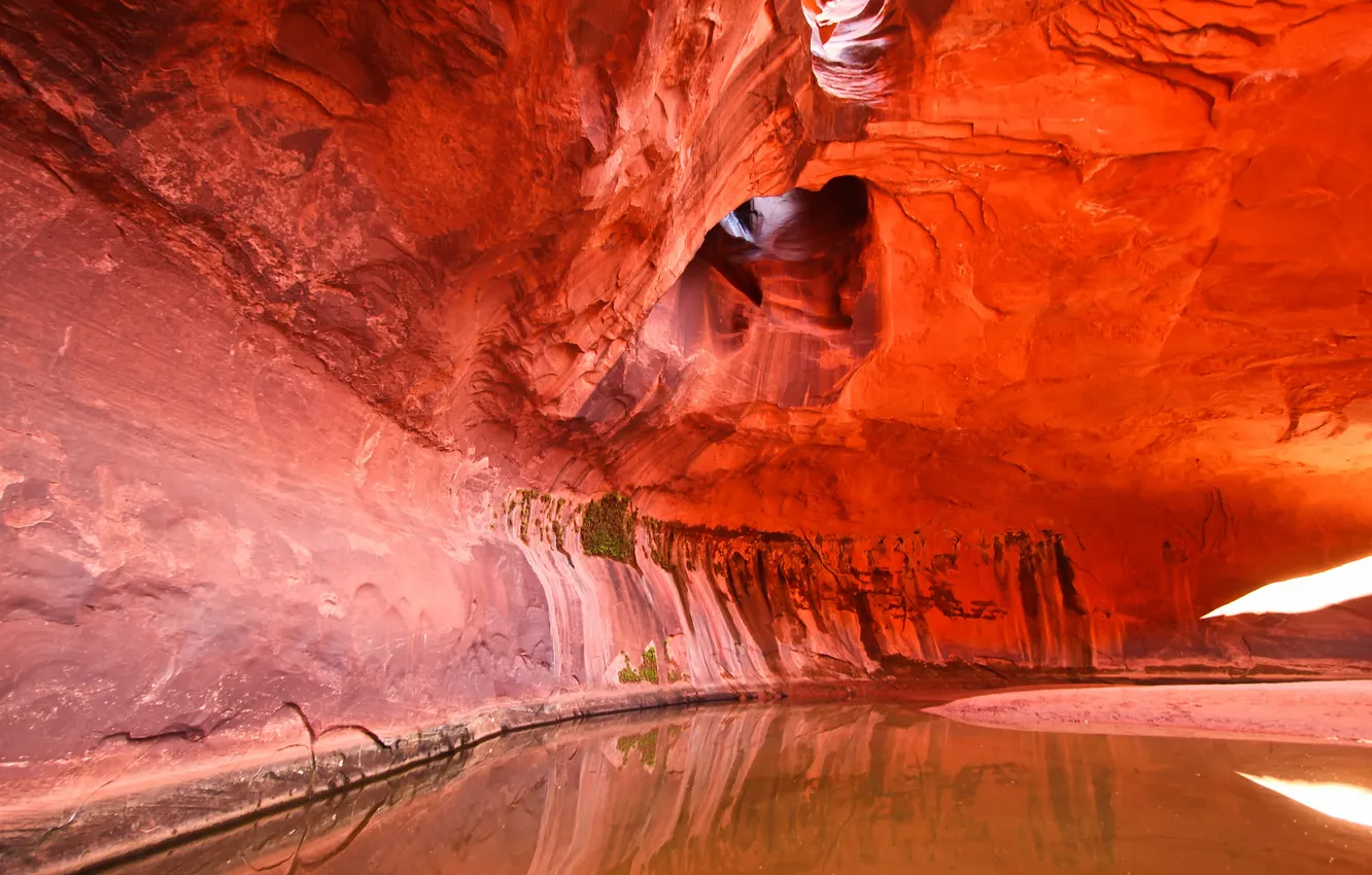 Фото обои вода, свет, скалы, каньон, ущелье, грот