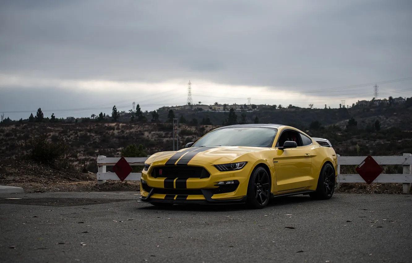 Фото обои Mustang, Ford, Shelby, Yellow, GT350R, 2016