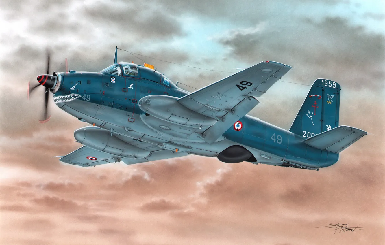 Фото обои Франция, Палубный, Stanislav Hajek, Breguet Br.1050 Alize ALH, противолодочный самолет