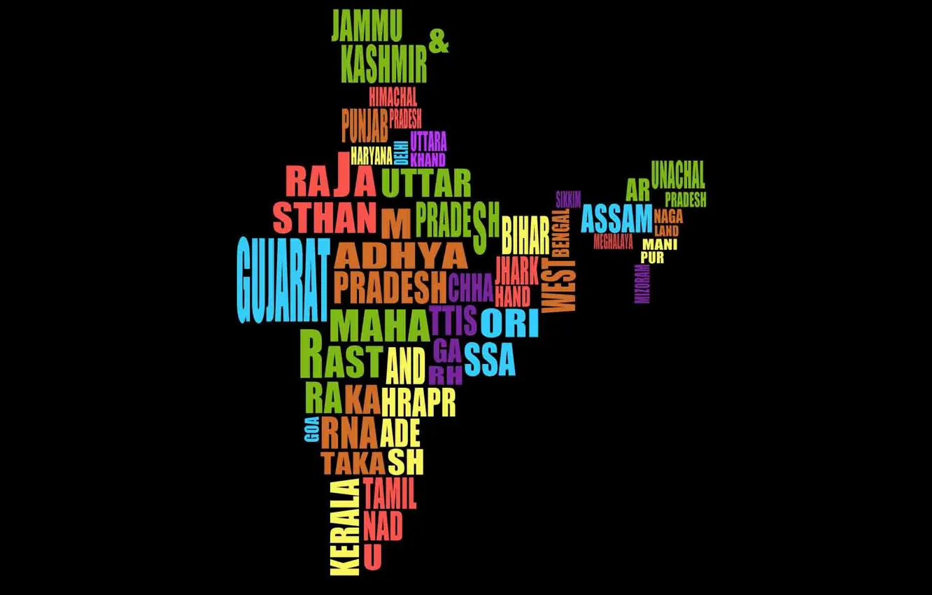 Фото обои typography, map, india