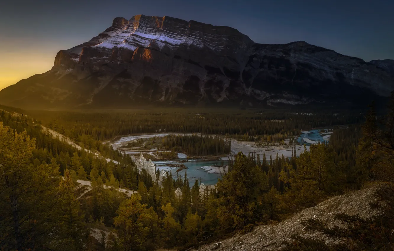 Фото обои лес, природа, гора, Канада, панорама