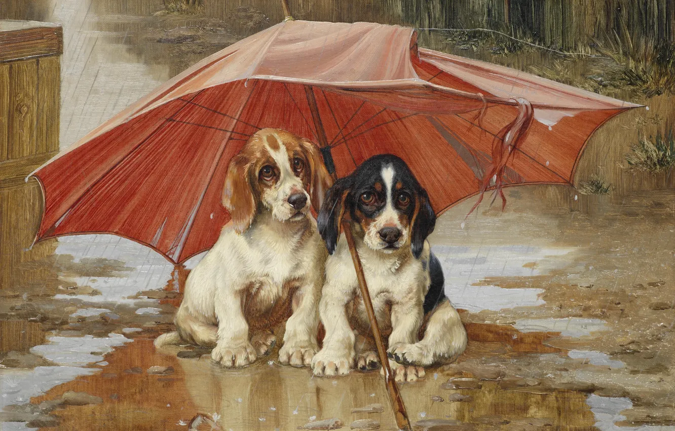 Фото обои 1893, британский художник, British painter, oil on canvas, Подожди пока не пройдут облака, William Henry …