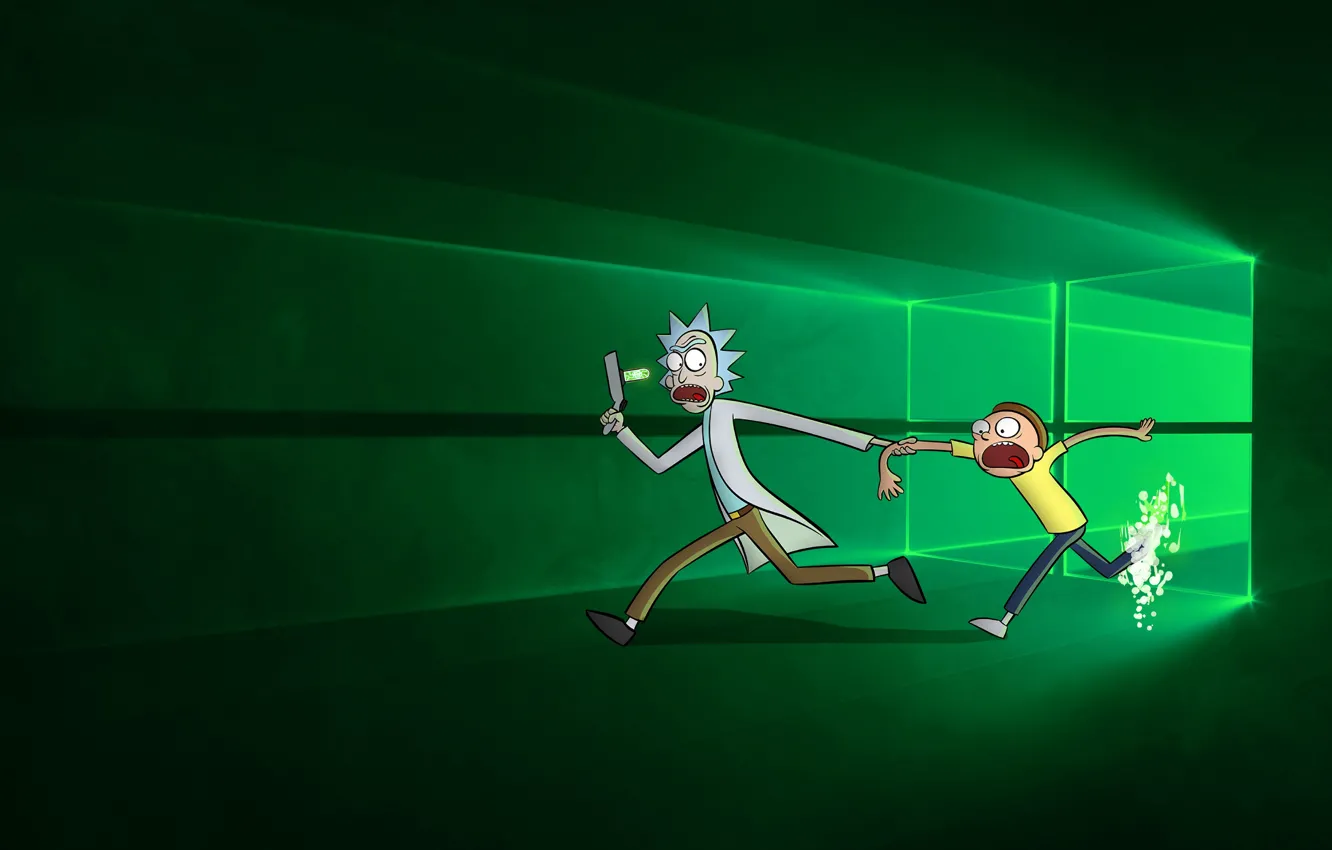 Фото обои винда, рик, rick, windows 10, rick and morty, рик и морти, морти, rickandmorty
