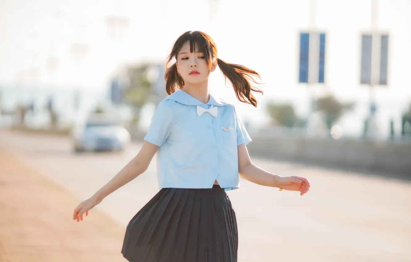 Фото обои Beautiful, Asian, Model, Street, Woman, Road, Pretty, Outdoor