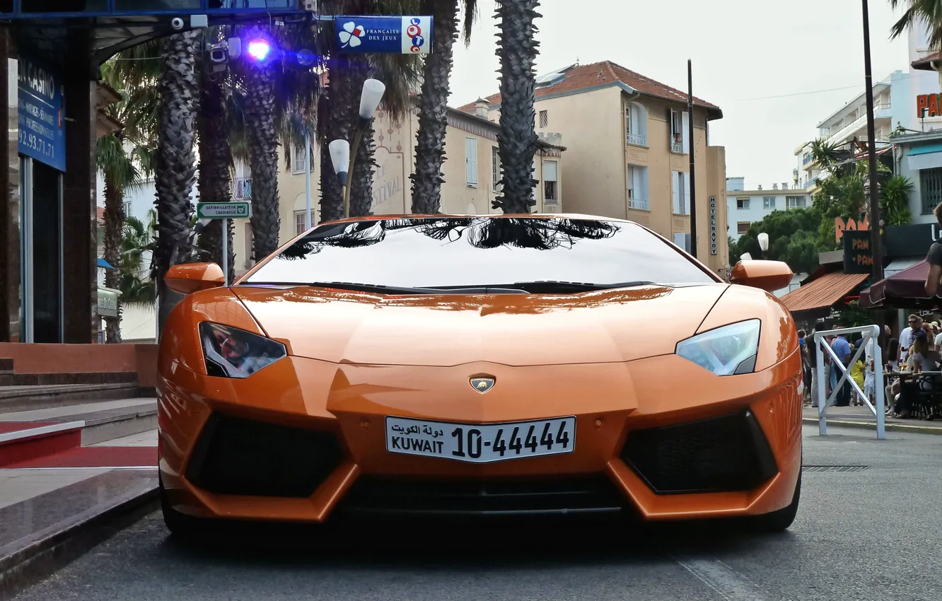 Фото обои car, Lamborghini Aventador, sport cars city, soprt