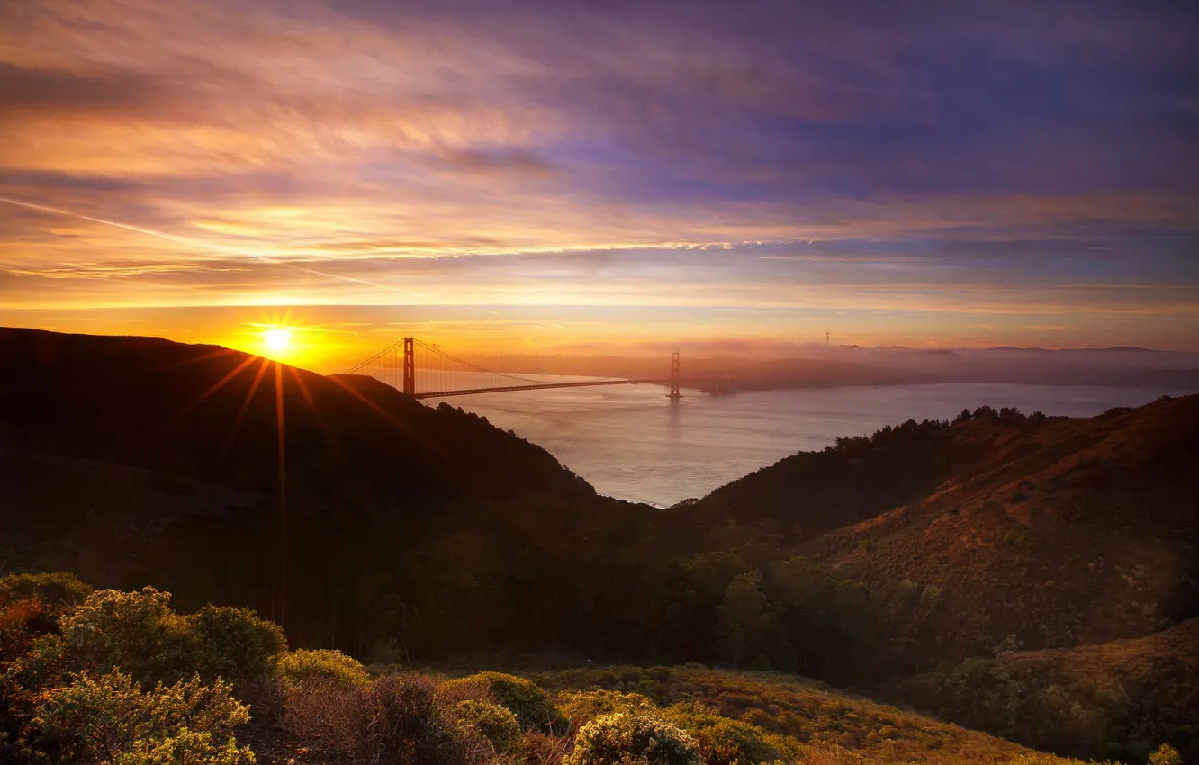 Фото обои United States, California, sunrise, Marin, Hawk Hill