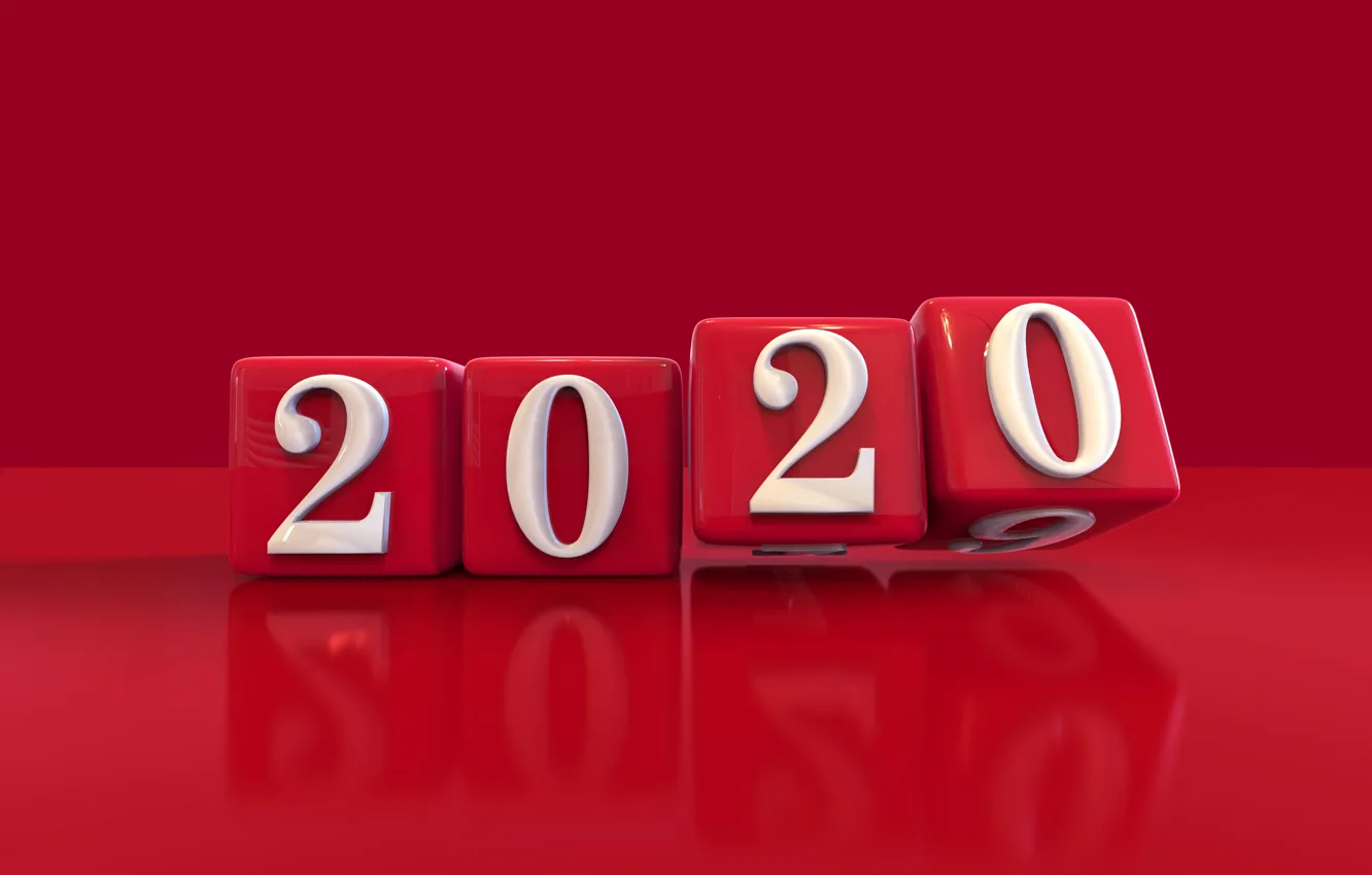 Фото обои цифры, Новый год, куб, фигуры, 2020