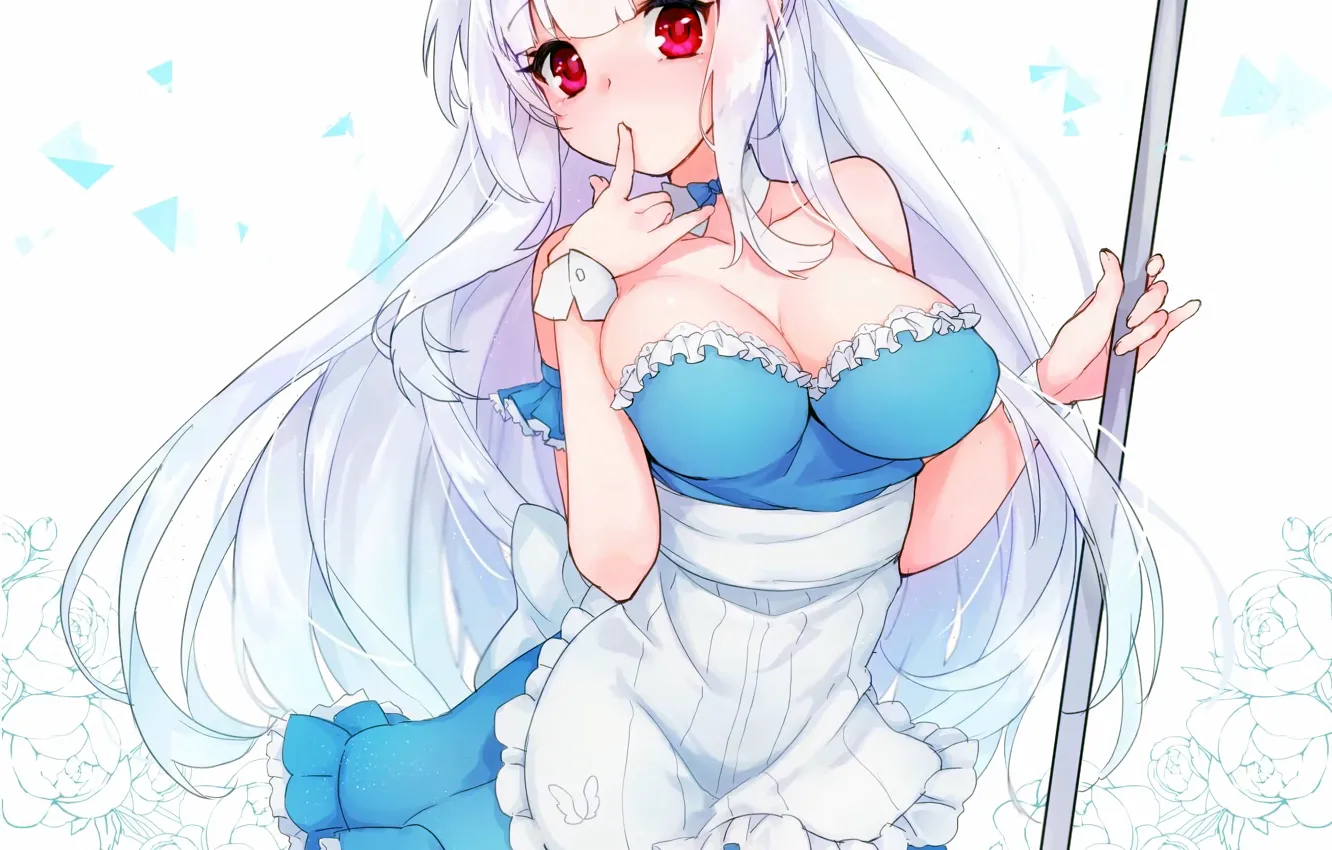 Фото обои girl, sexy, cleavage, long hair, dress, boobs, anime, beautiful