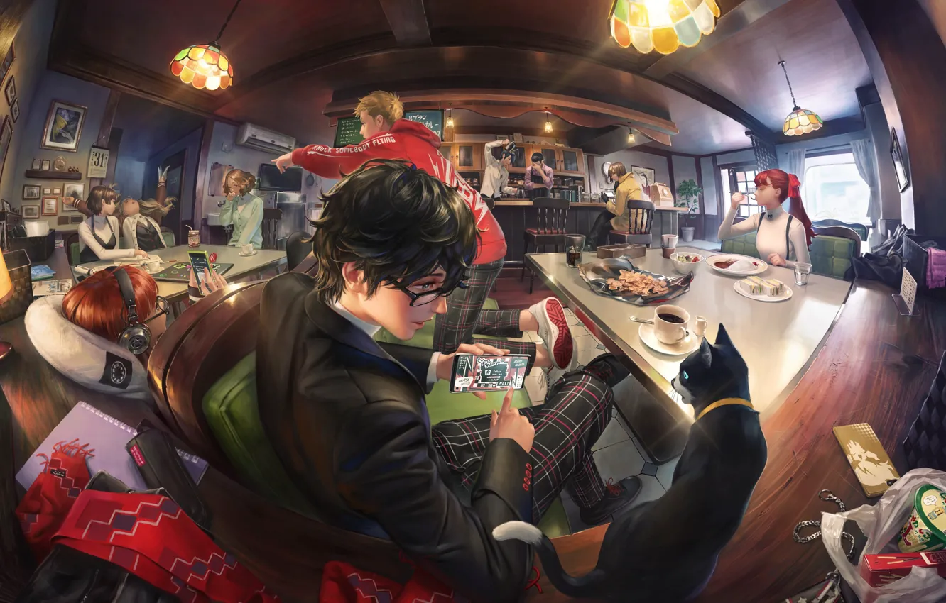 Фото обои Sakura, Anime, видеоигра, Shin, Atlus, Persona 5, Persona, Makoto Niijima