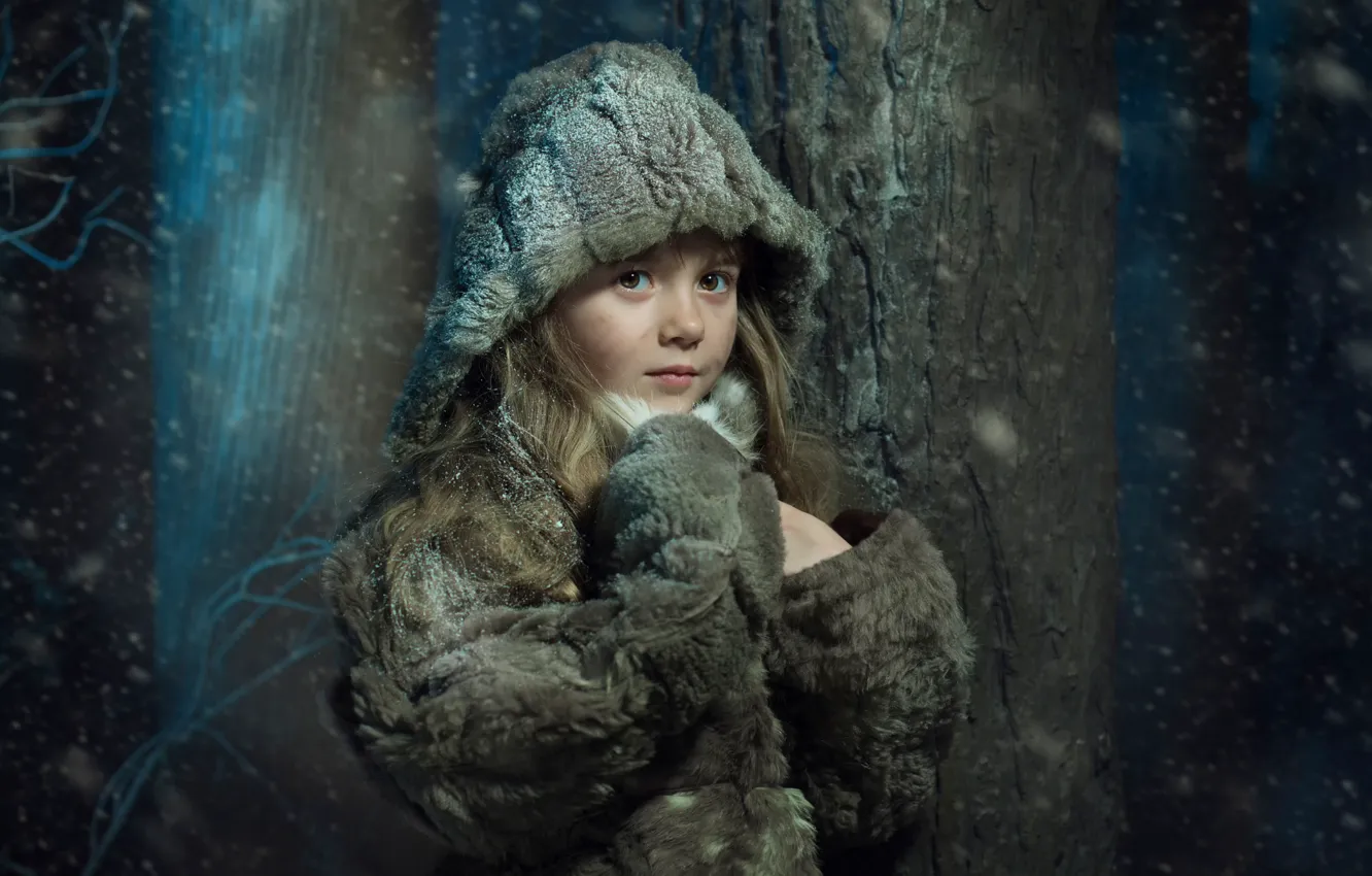Фото обои зима, снег, девочка, Соня