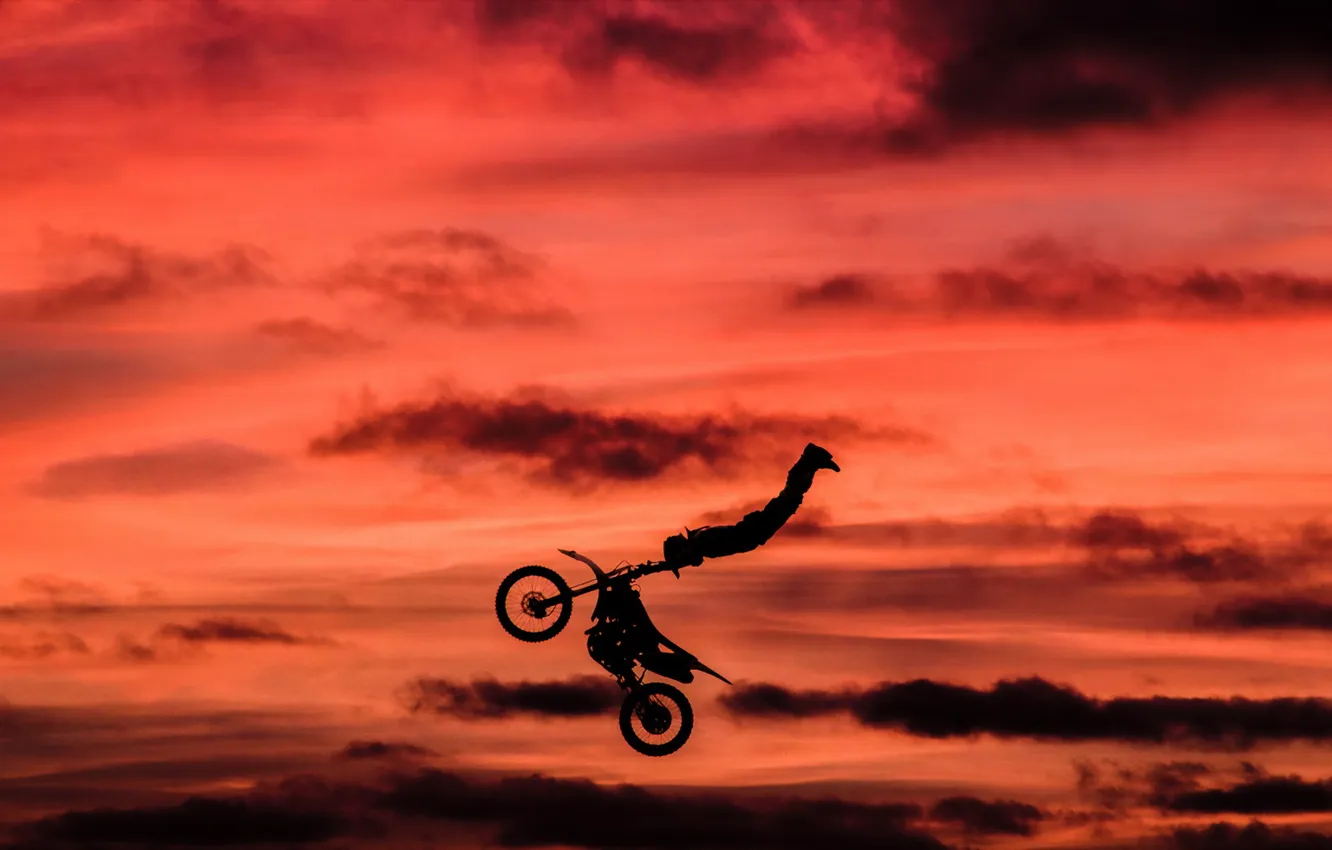 Фото обои прыжок, мотоцикл, Stunt Rider