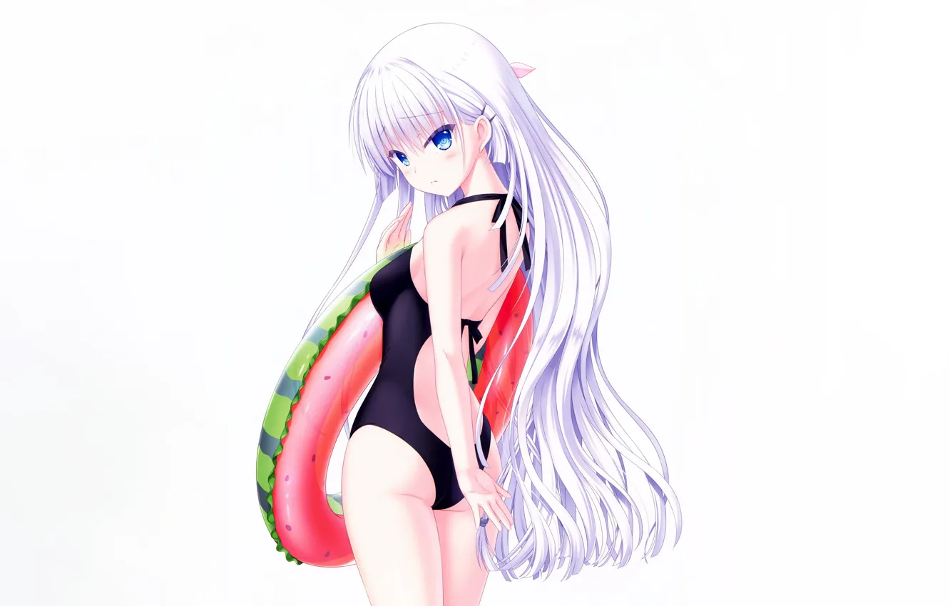 Фото обои girl, sexy, ass, long hair, anime, blue eyes, beautiful, pretty