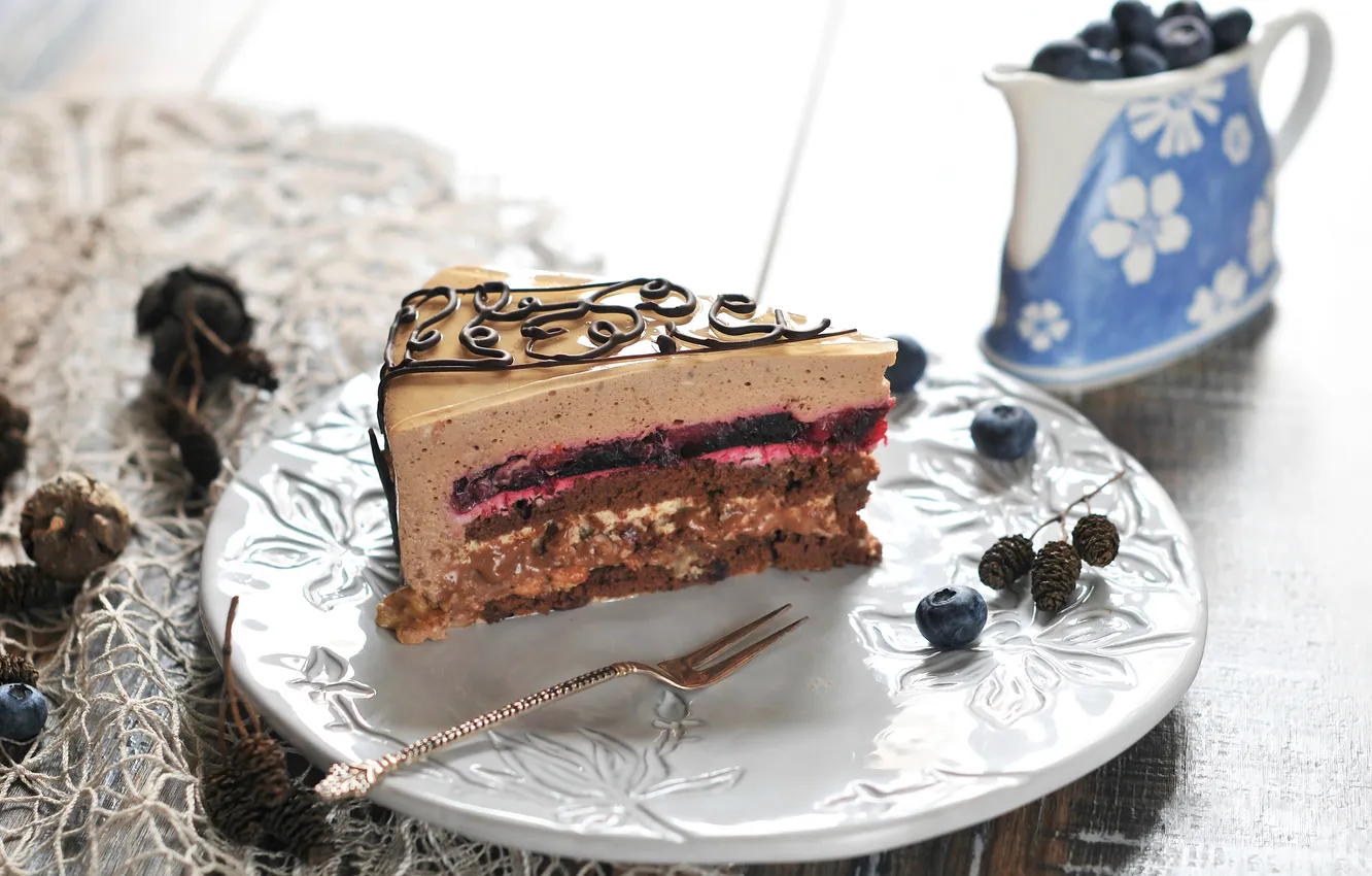 Фото обои ягоды, черника, торт, пирожное, cake, десерт, джем, сладкое