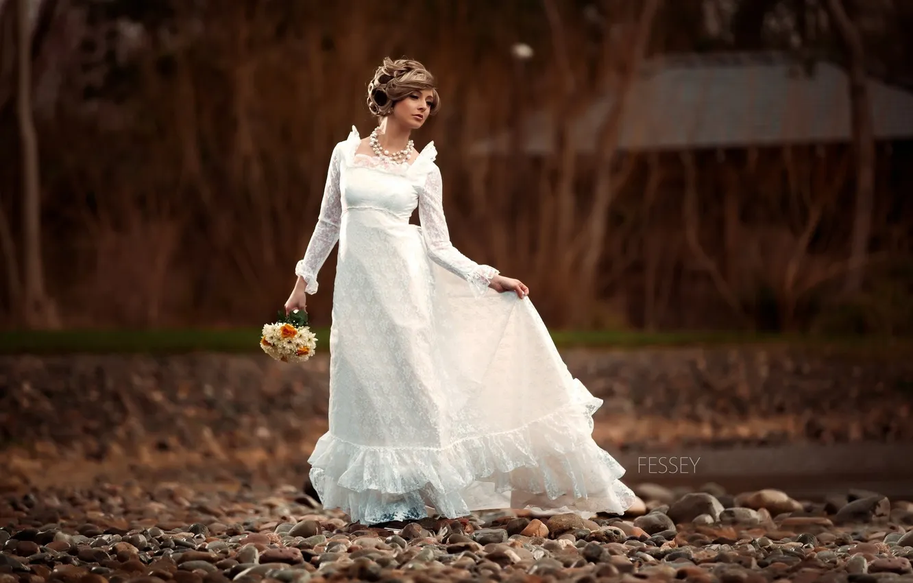 Фото обои букет, платье, невеста, свадьба