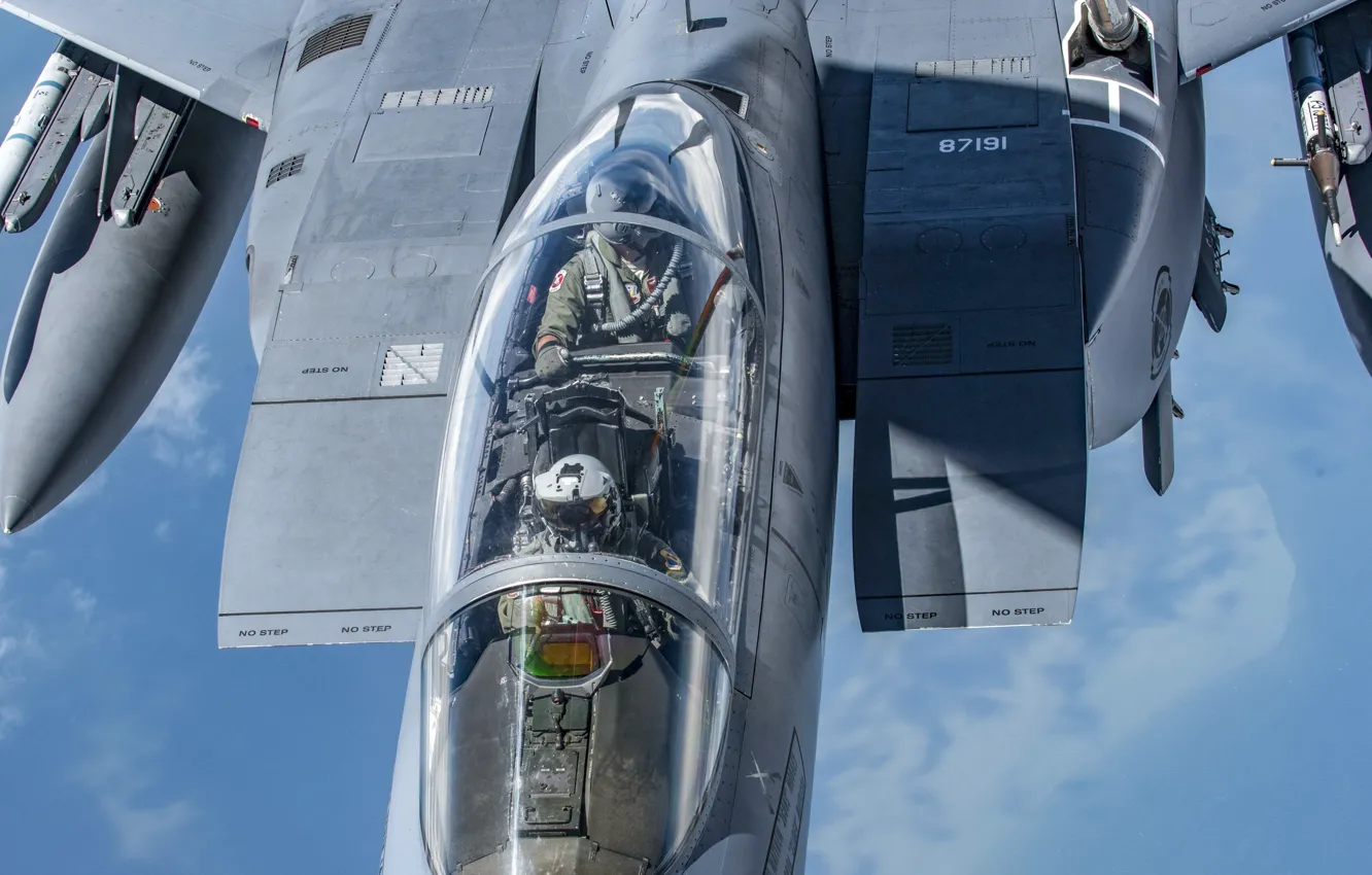 Фото обои USAF, Пилот, F-15E Strike Eagle, Кокпит