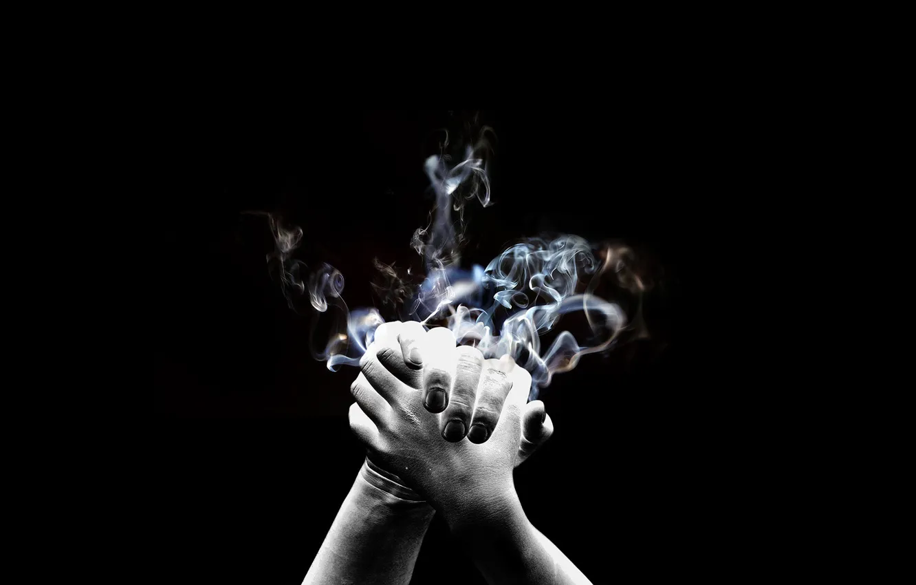 Фото обои дым, руки
