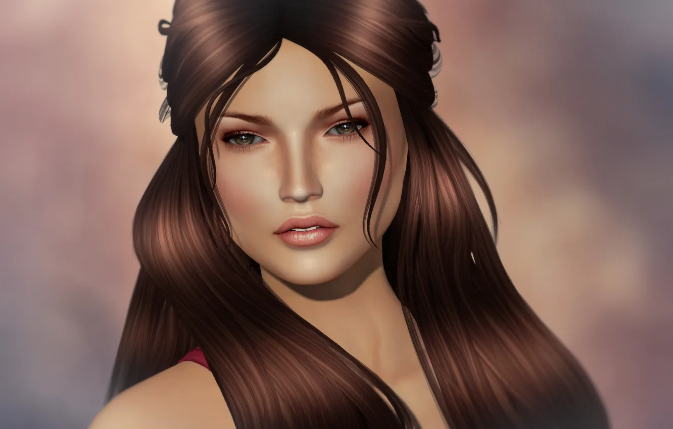 Фото обои взгляд, девушка, лицо, волосы, красотка