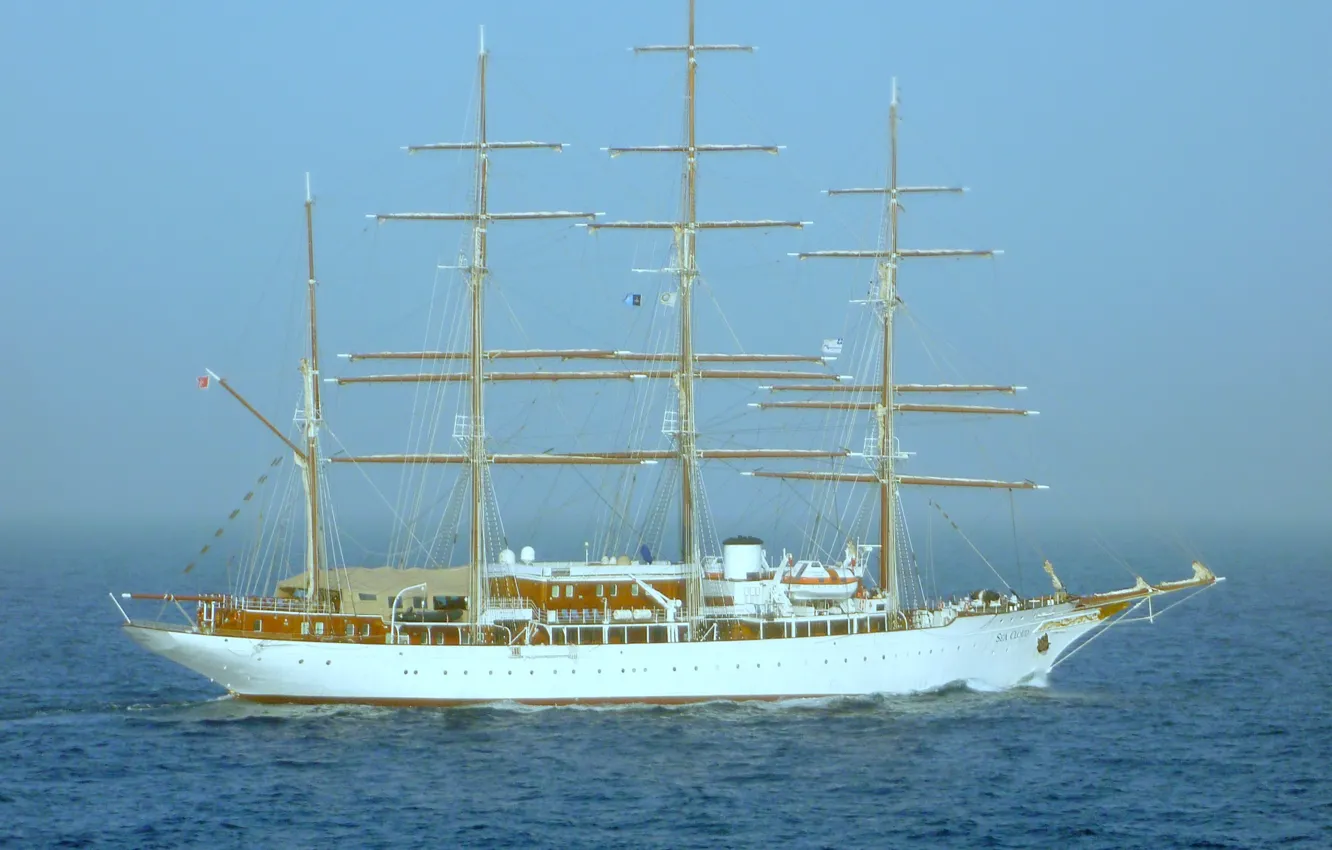 Фото обои море, парусник, дымка, SEA CLOUD