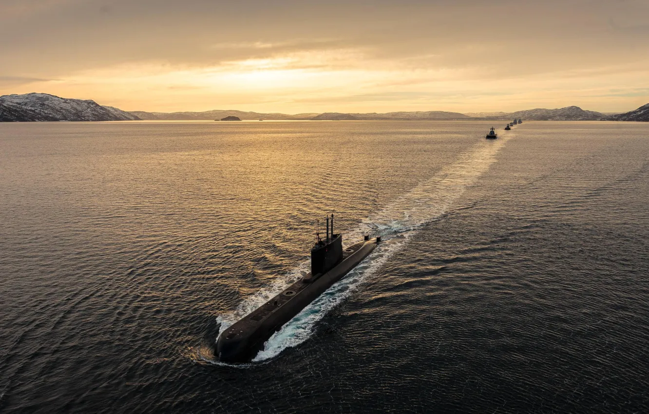 Фото обои море, оружие, подводная лодка, Submarine, курс