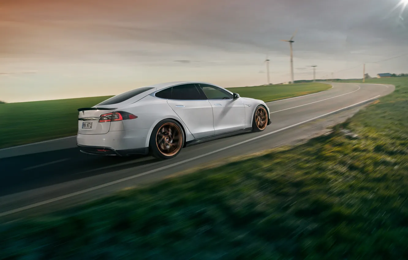Фото обои Tesla, Model S, Novitec, 2017