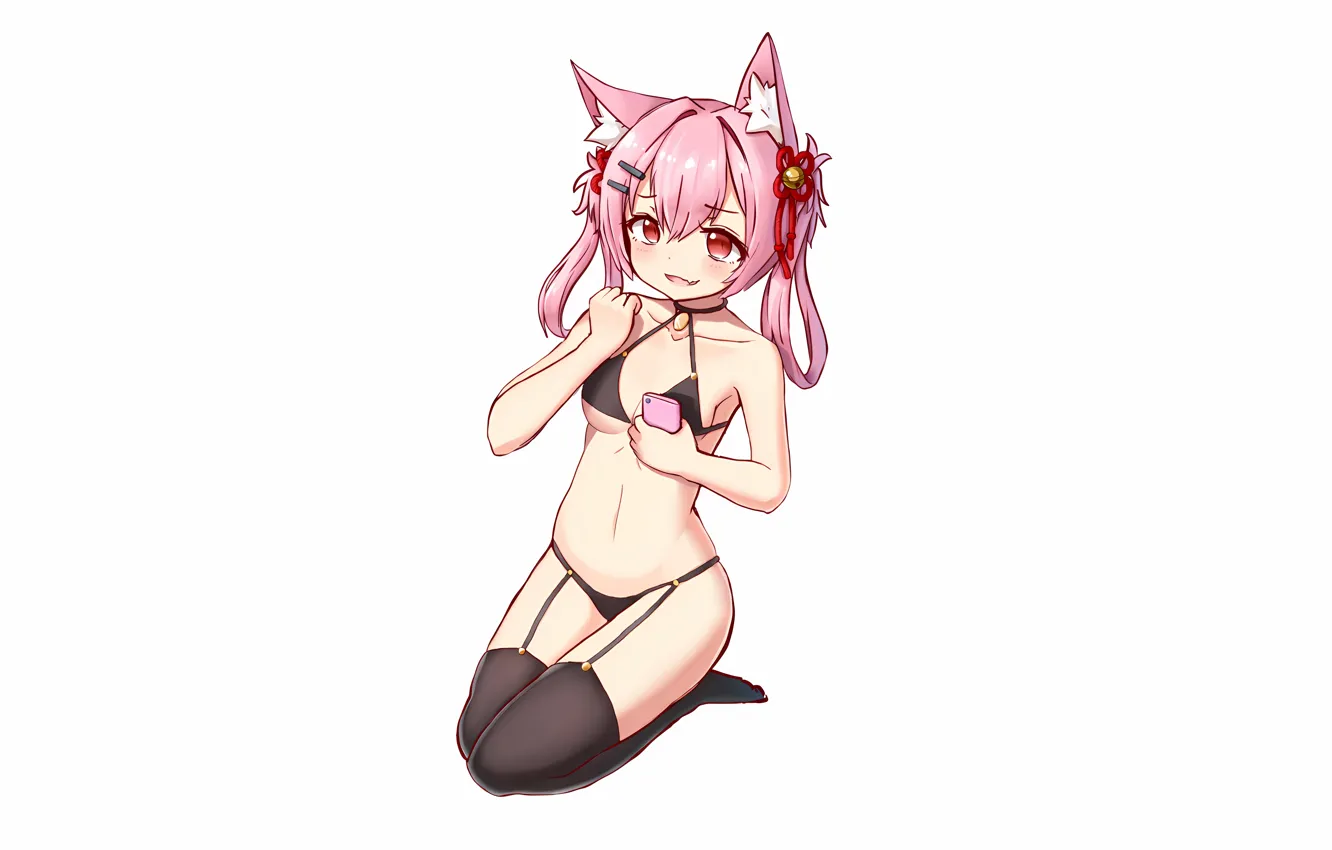 Фото обои girl, sexy, lingerie, pantsu, bra, cleavage, panties, thighhighs