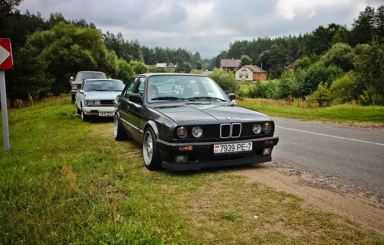 Фото обои BMW, black, e30