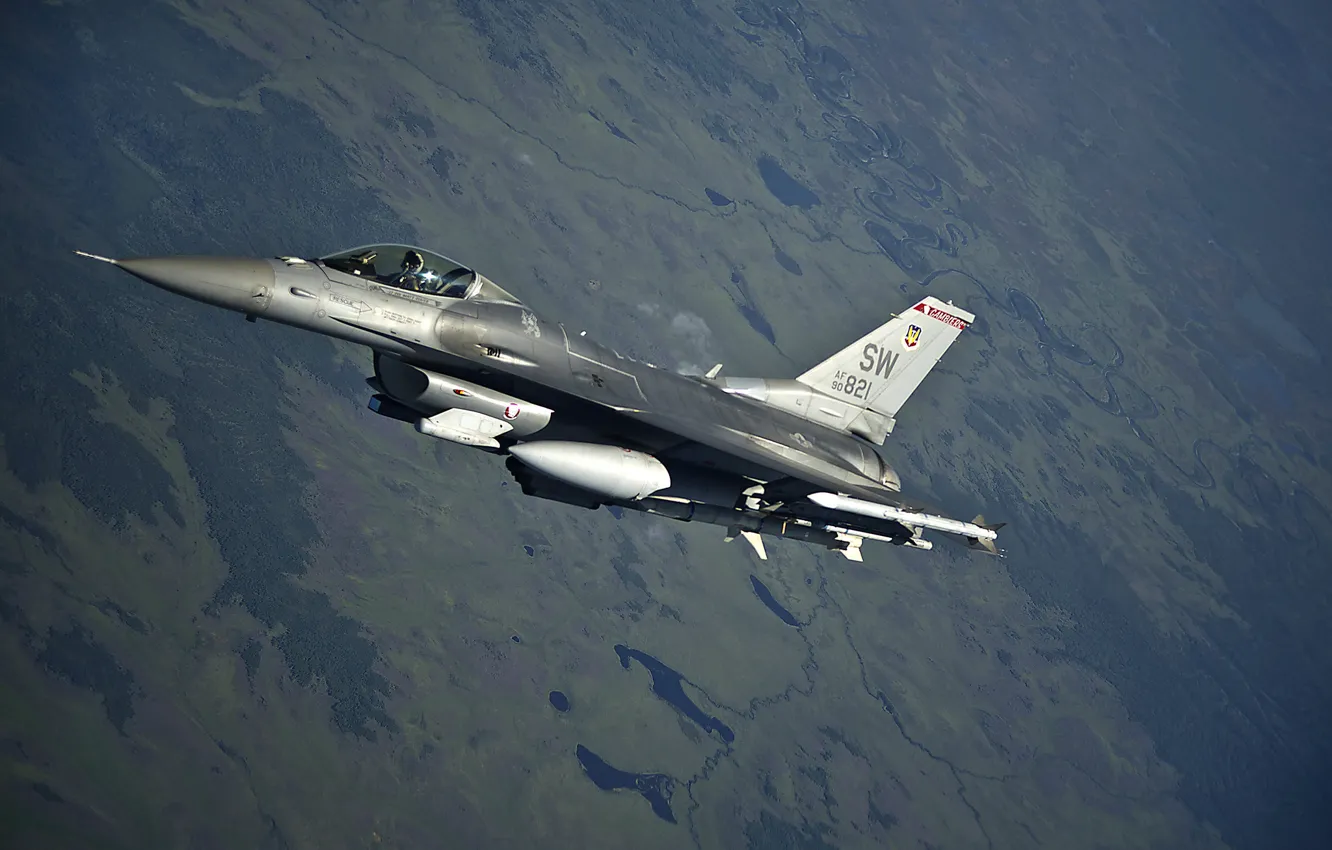 Фото обои истребитель, полёт, F-16, Fighting Falcon
