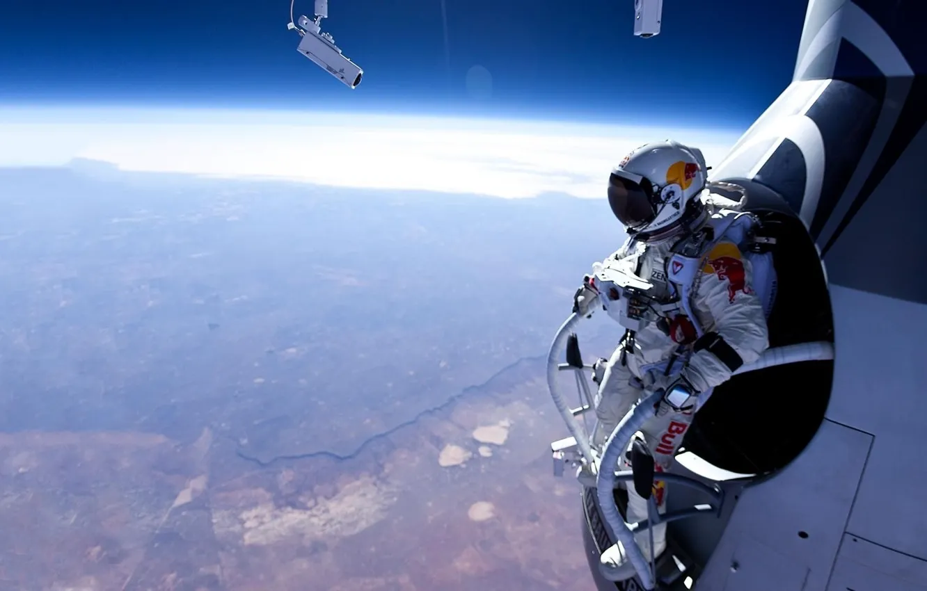Фото обои прыжок, стратосфера, Felix Baumgartner, Феликс Баумгартнер