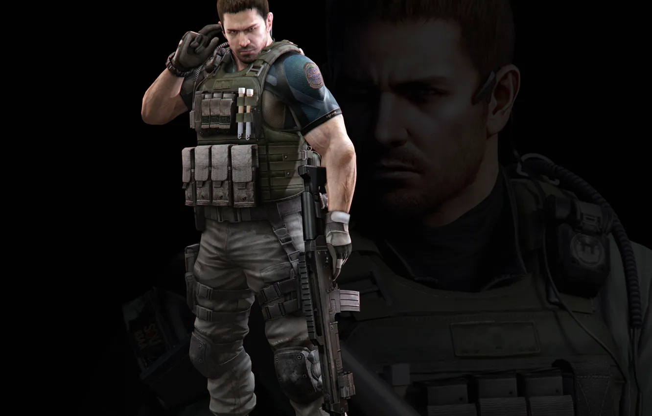 Фото обои gun, resident evil, biohazard, soldier, weapon, rifle, resident evil 6, chris redfield