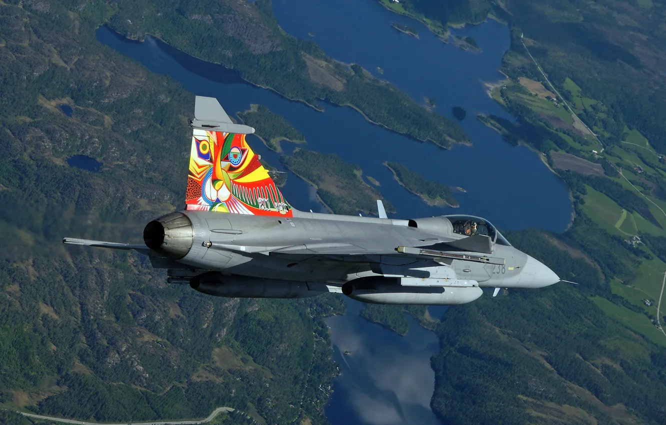 Фото обои истребитель, многоцелевой, Gripen, SAAB JAS 39
