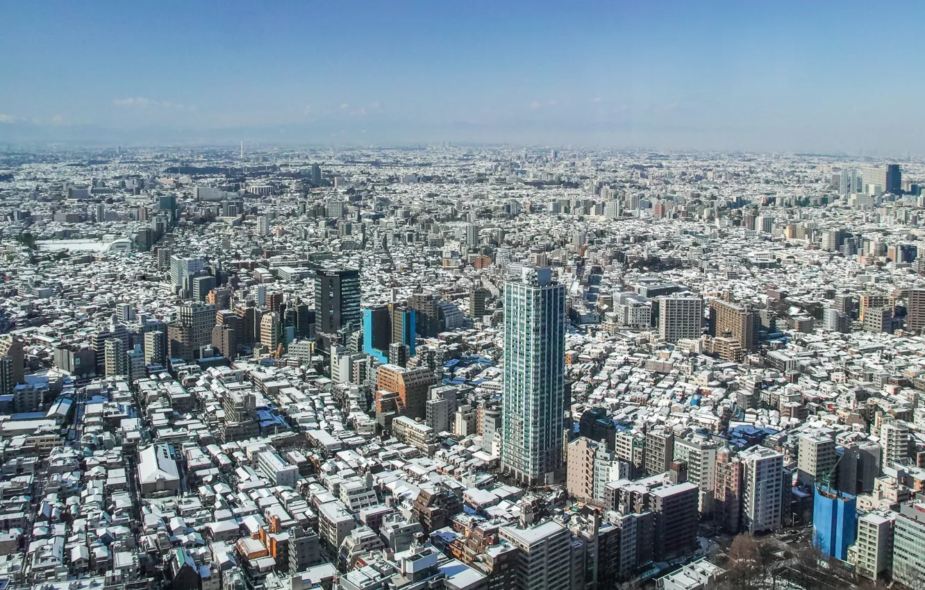 Фото обои город, Токио, панорама
