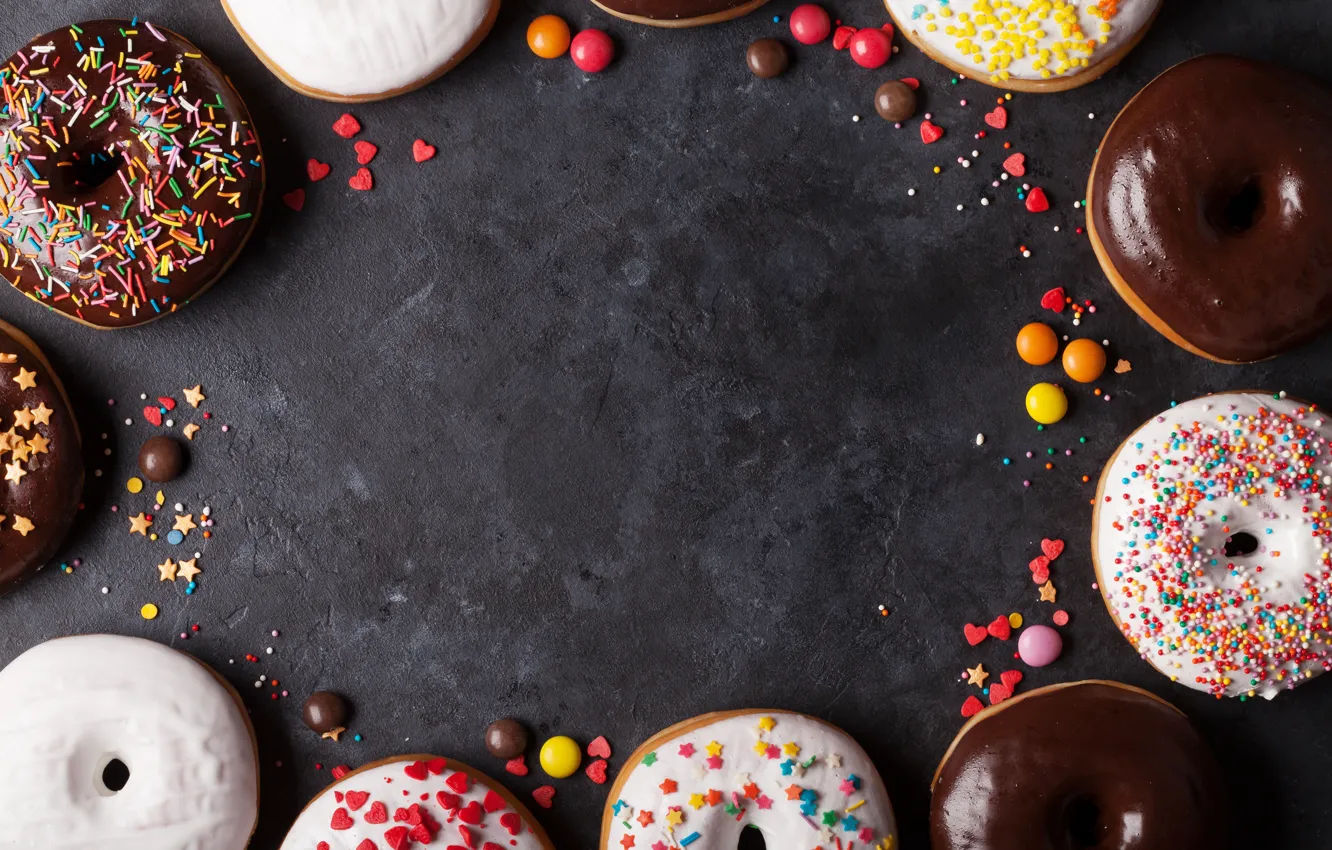 Фото обои конфеты, пончики, глазурь, donuts
