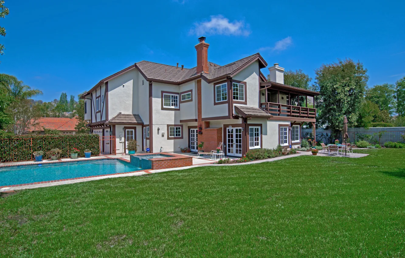 Фото обои pool, hillside, terrace, San-Juan Capistrano