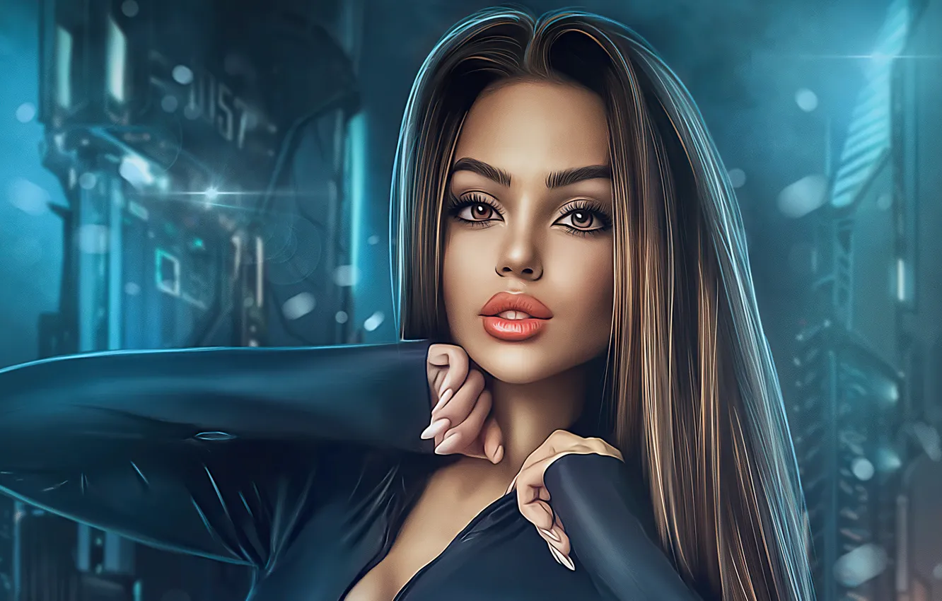 Фото обои girl, julia, scifi, long-hair
