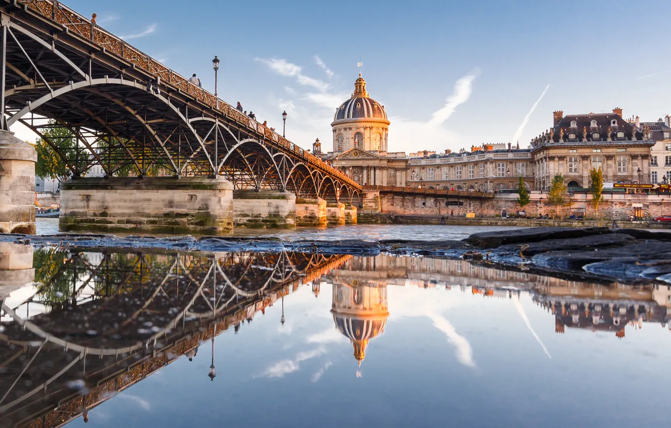 Фото обои Франция, Париж, река Сена, мост Искусств