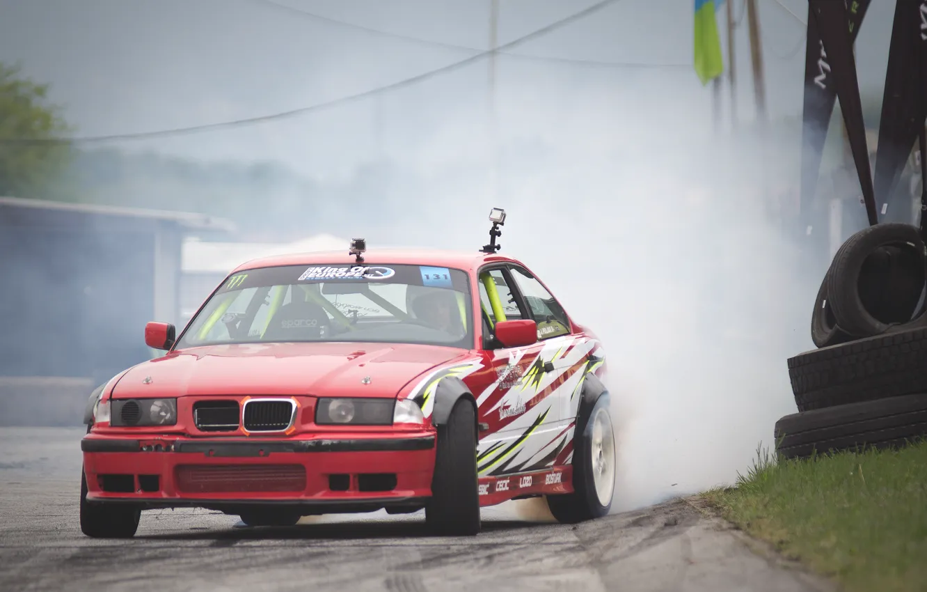 Фото обои car, BMW, drift, smoke, photo, race, burnout, e36