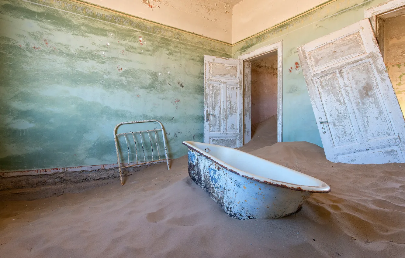 Фото обои песок, комната, ванна