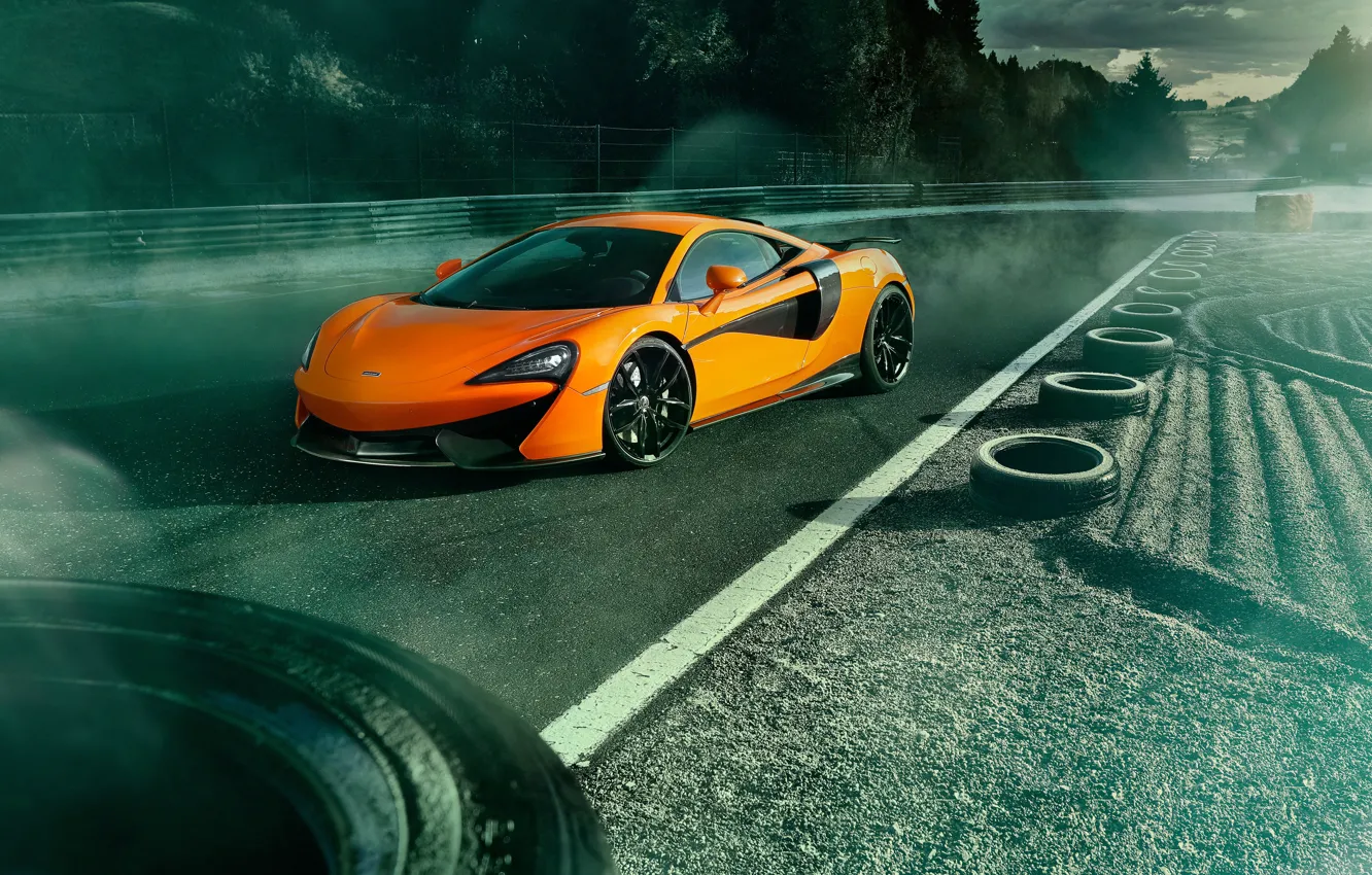 Фото обои дорога, авто, McLaren, Orange, Novitec, 570S