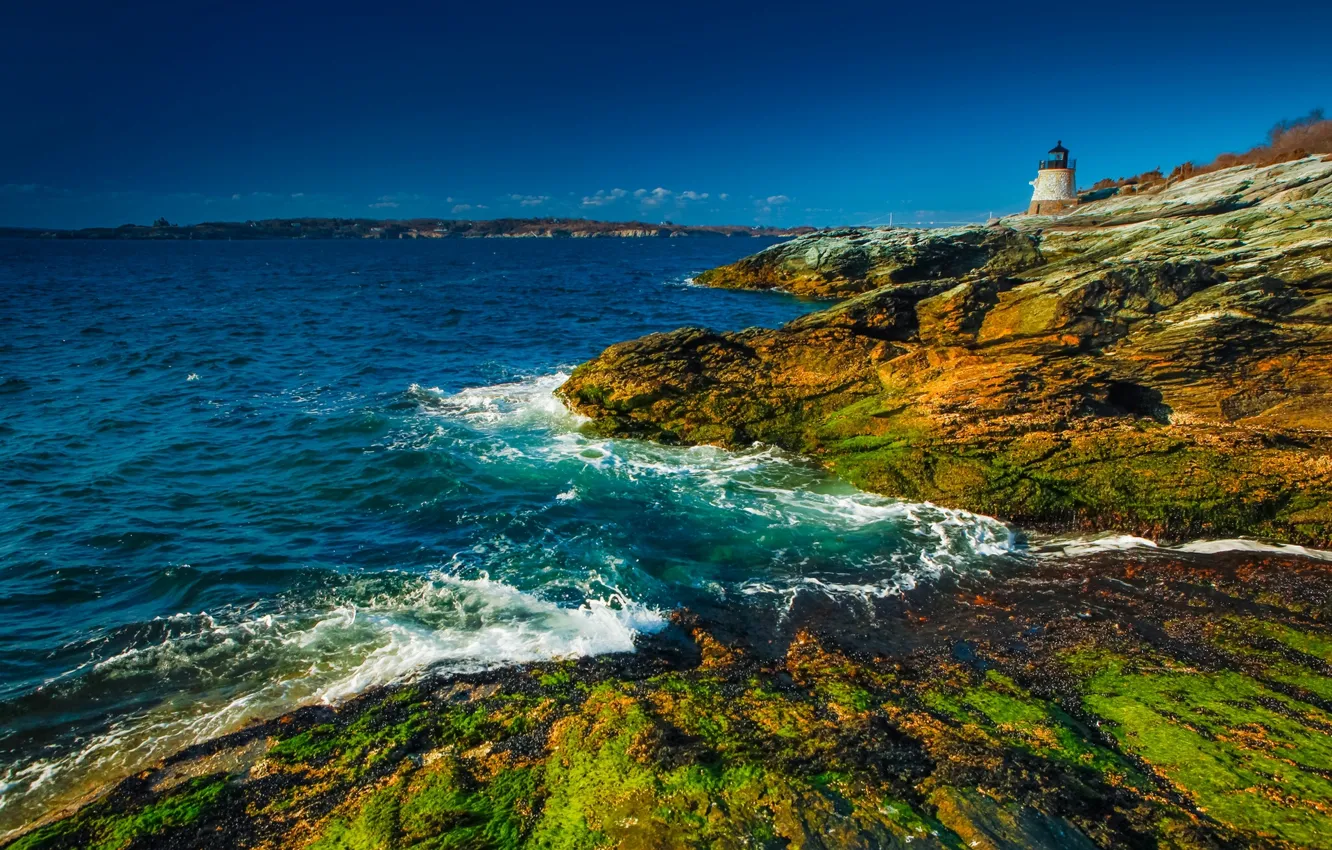 Фото обои побережье, маяк, Англия, England, Уэльс, Wales, Ньюпорт, Бристольский залив