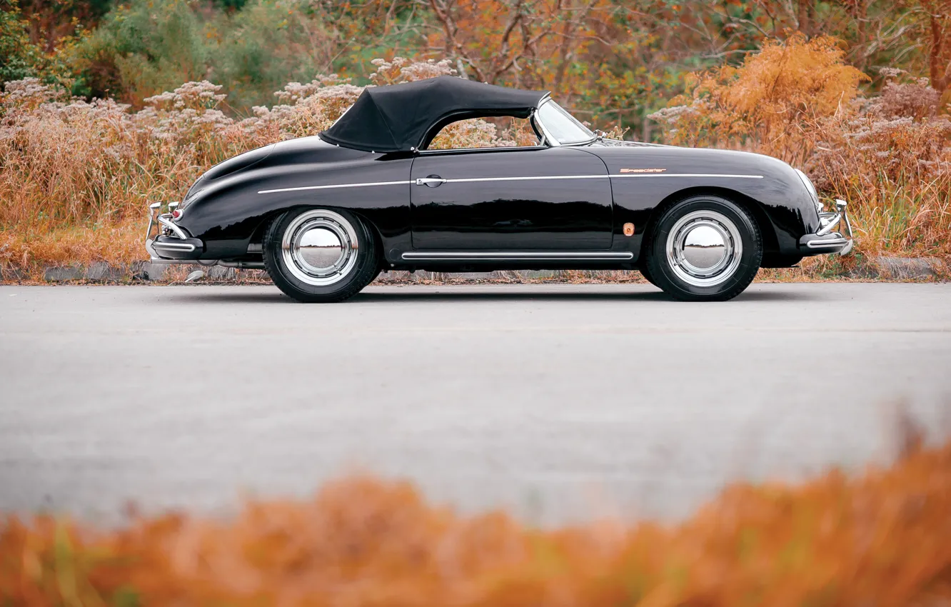 Фото обои Porsche, black, 1957, 356, Porsche 356A 1600 Speedster