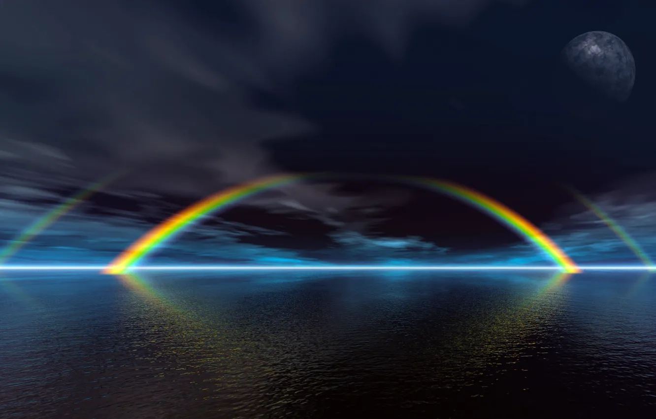 Фото обои Rainbow, Nature, Water, Wallpaper, Sea