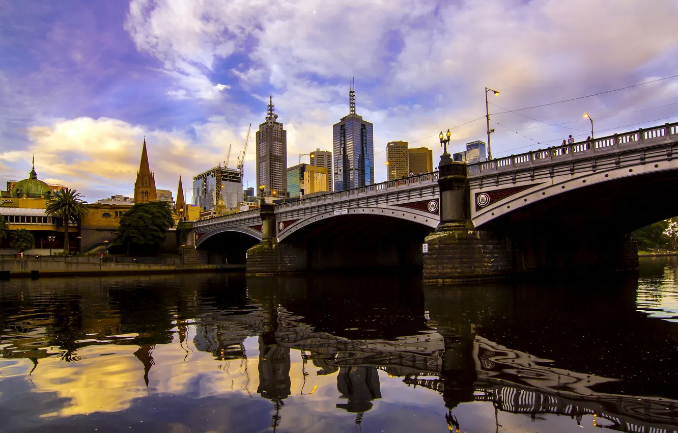 Фото обои Melbourne, Australia, Victoria, Princes Bridge, Southbank