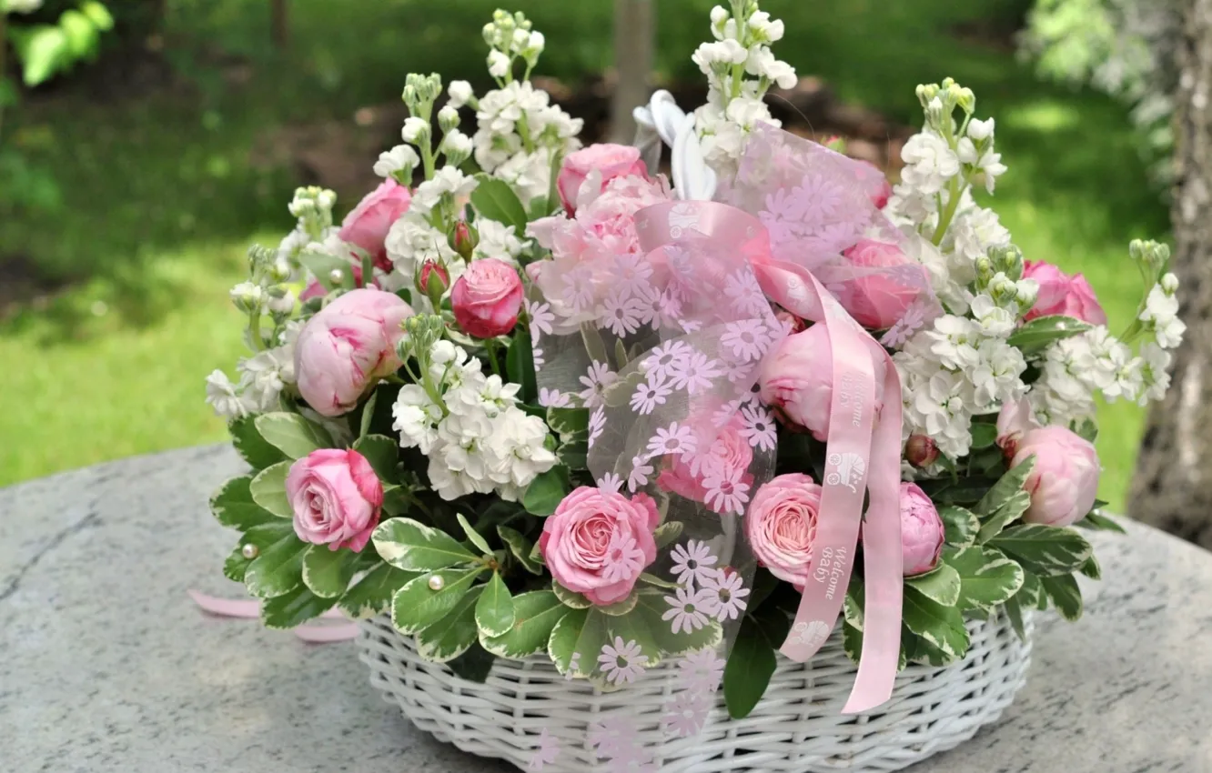 Фото обои love, flower, nature, flowers, gift, basket
